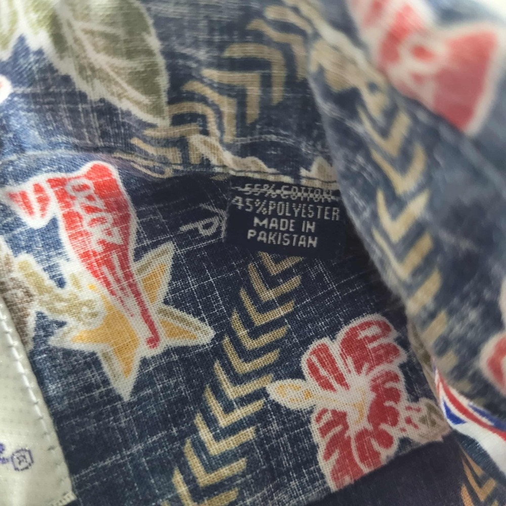 Reyn Spooner Dietrich Varez 1/4 Button Up Shirt Men's XL Blue Eagle Floral Flags - Picture 7 of 8
